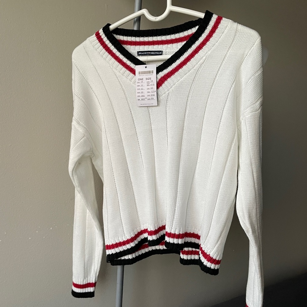 Brandy Melville V neck striped sweater